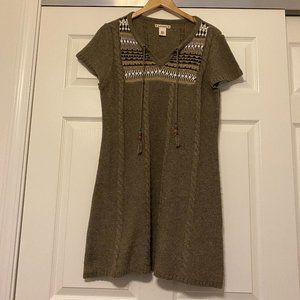 Ruff Hewn Wool Short SleeveTunic Sweater Dress LG